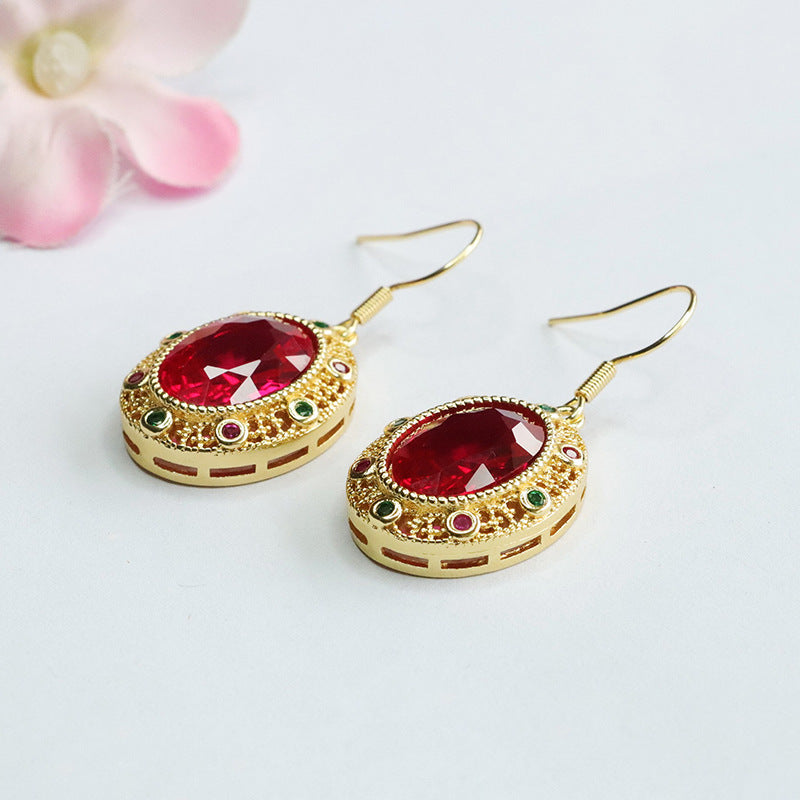 Lab-Grown Ruby Vintage Drop Earrings