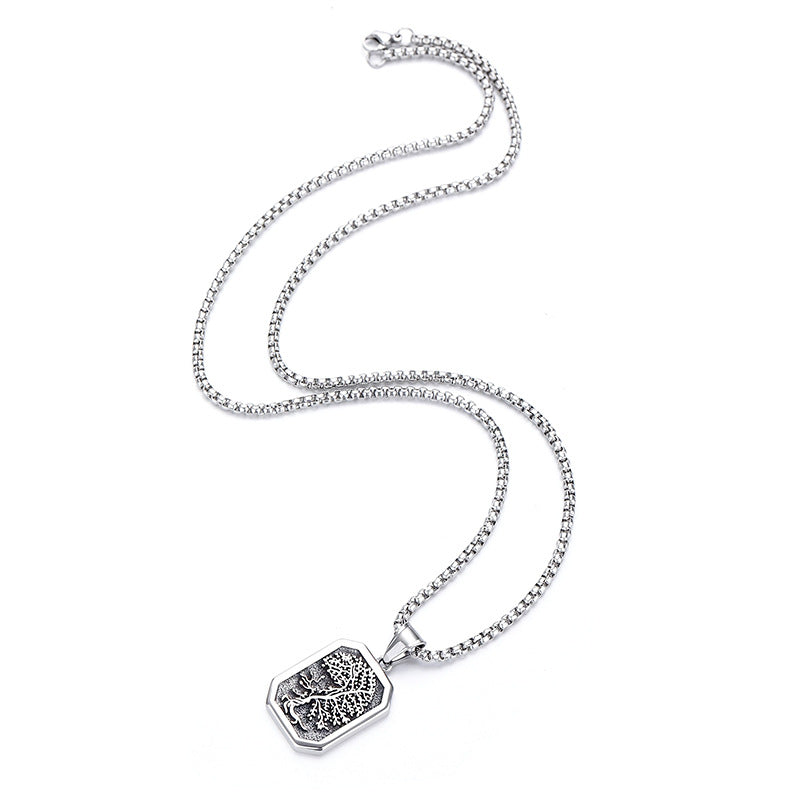 Vintage Tree of Life Viking Stainless Steel Men's Pendant Necklace
