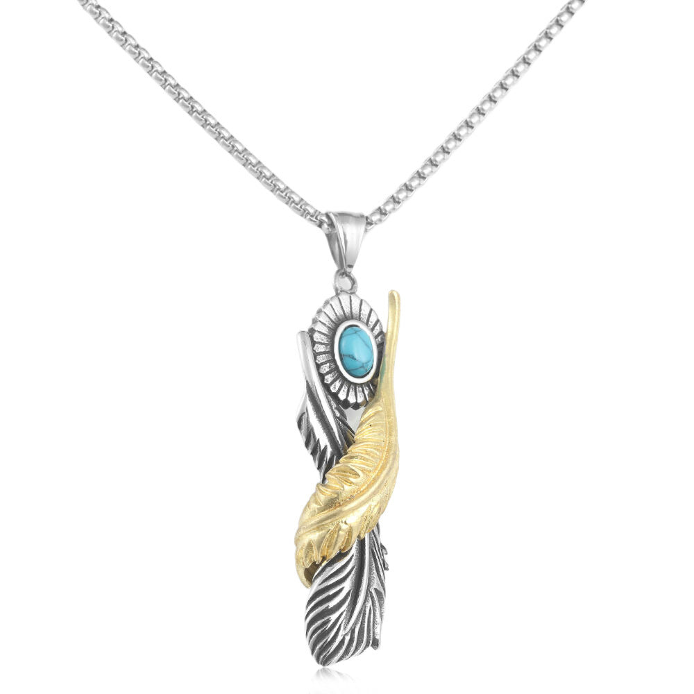 European And American Stainless Steel Animal Feather Pendant