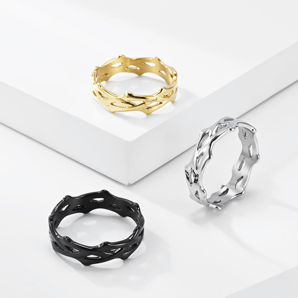 Thorn Vines Weave Stainless Steel Ring For Unisex Without Gender Vines Wedding