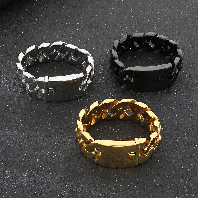 Planderful Cuban Chain Titanium 24mm Mens Bracelet Premium