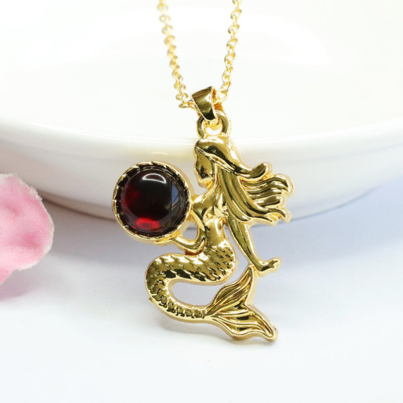 Mermaid Pendant Jewelry made of Authentic Beeswax Amber