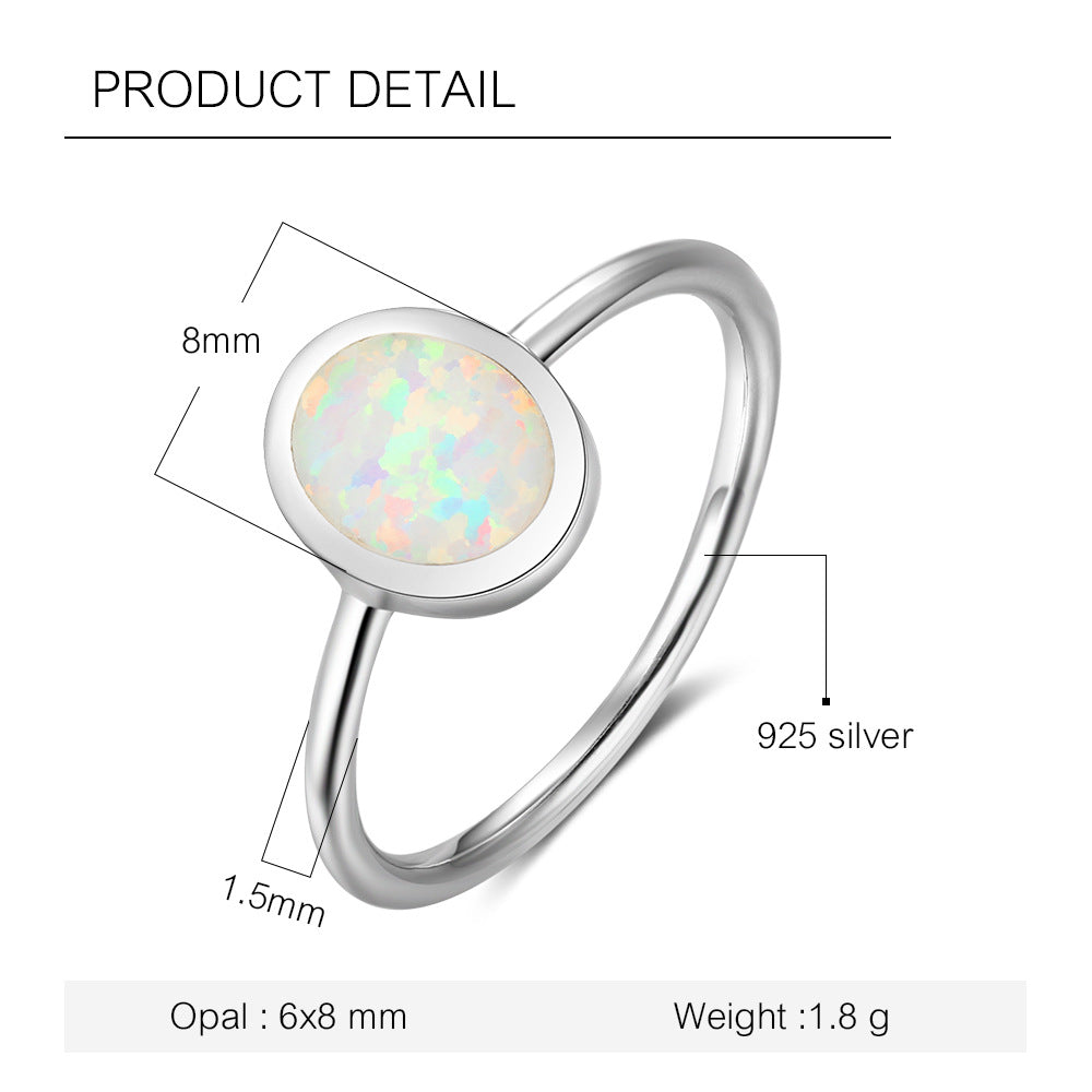Planderful Jewelry Opal Ring In Sterling Silver Size 6 7 8 Elegant Everyday Genie