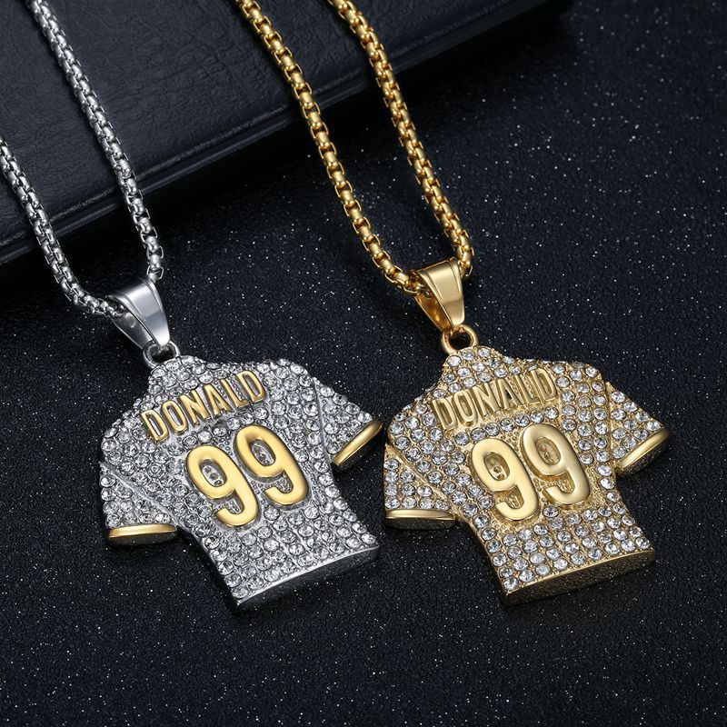 Hip Hop Necklace Titanium Steel Gold Plated Zircon NFL Jersey No 99 Pendant For Fans By Planderful Everyday Genie