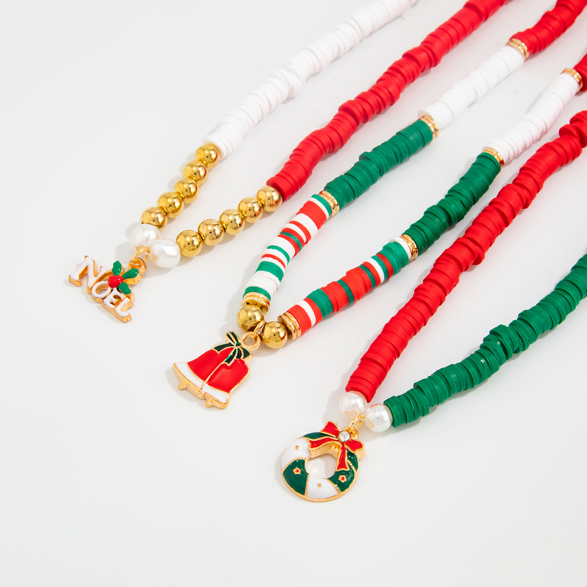 Christmas Bell, Tree & Elk Pendant Necklace