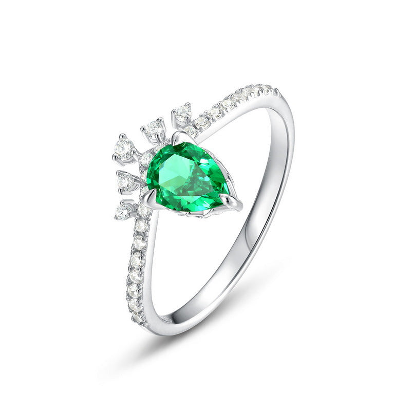 S925 Sterling Silver High-Carbon Stone Crown Ring