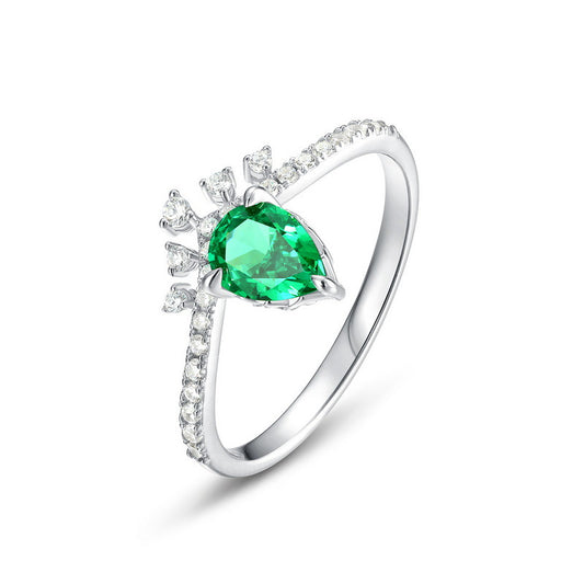 S925 Sterling Silver High-Carbon Stone Crown Ring