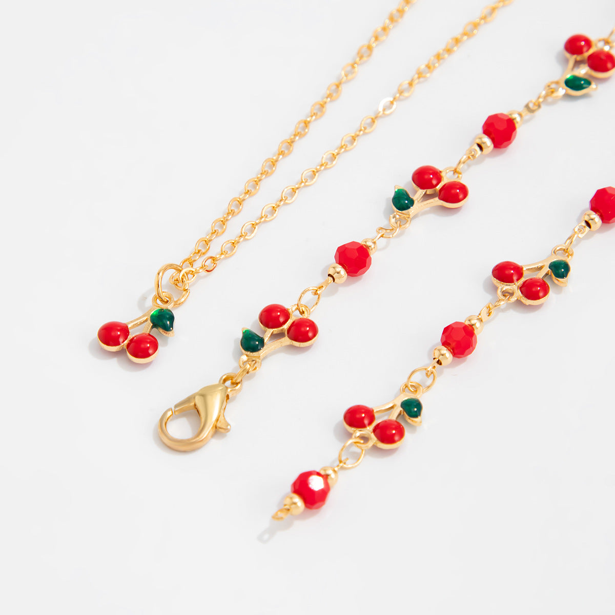 Cherry Pendant Y-Shaped Fringe Necklace