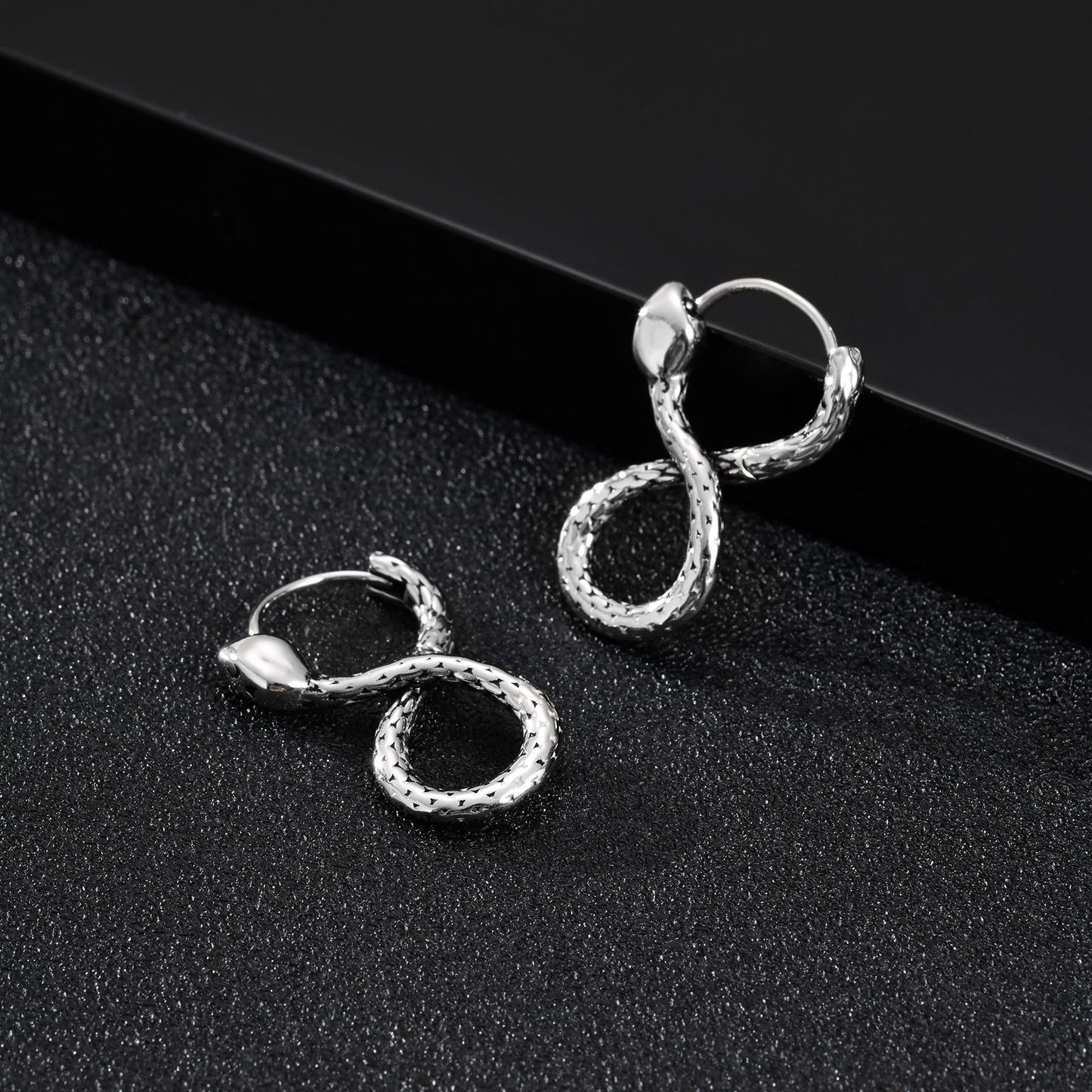 Planderful Men Stainless Steel Infinity Snake Earrings Cool
