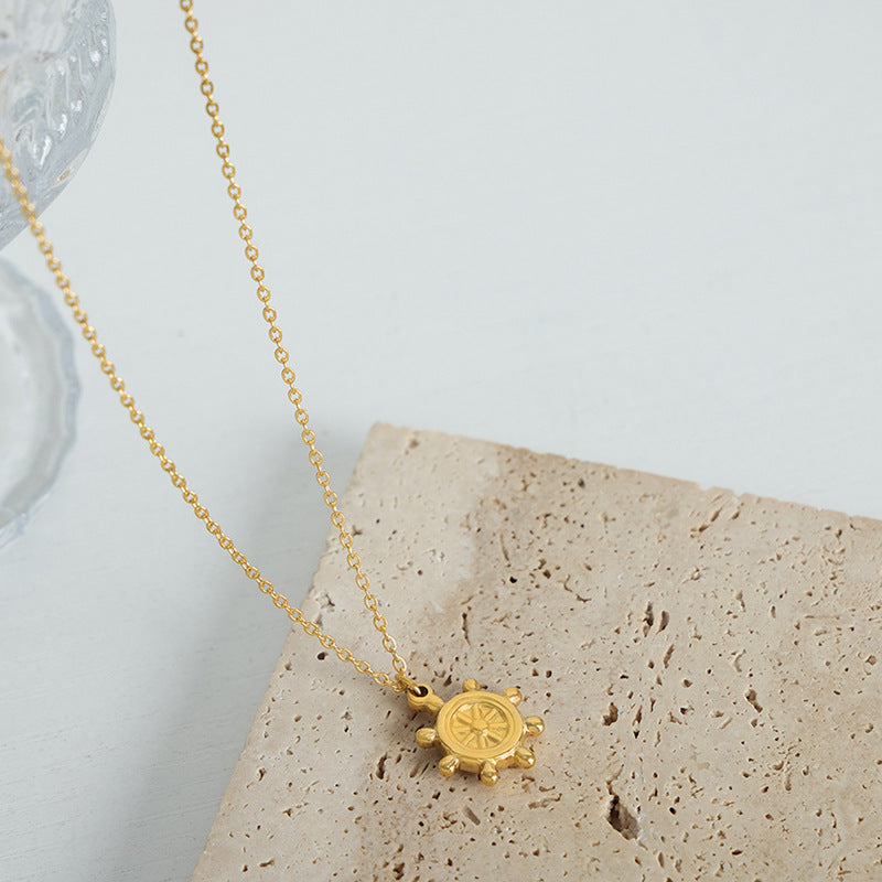 Exquisite European and American Style Gold-Plated Turntable Pendant Necklace for Women