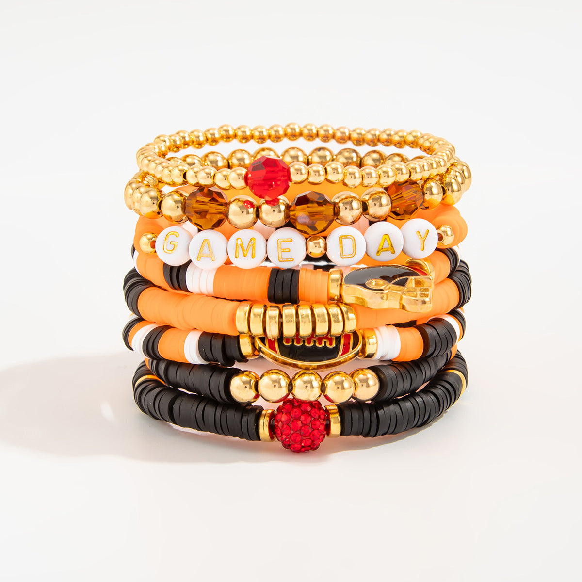 Planderful Football Bracelet Set Vienna Verve Game Day Jewelry For Women Bold Colorful Drip Statement