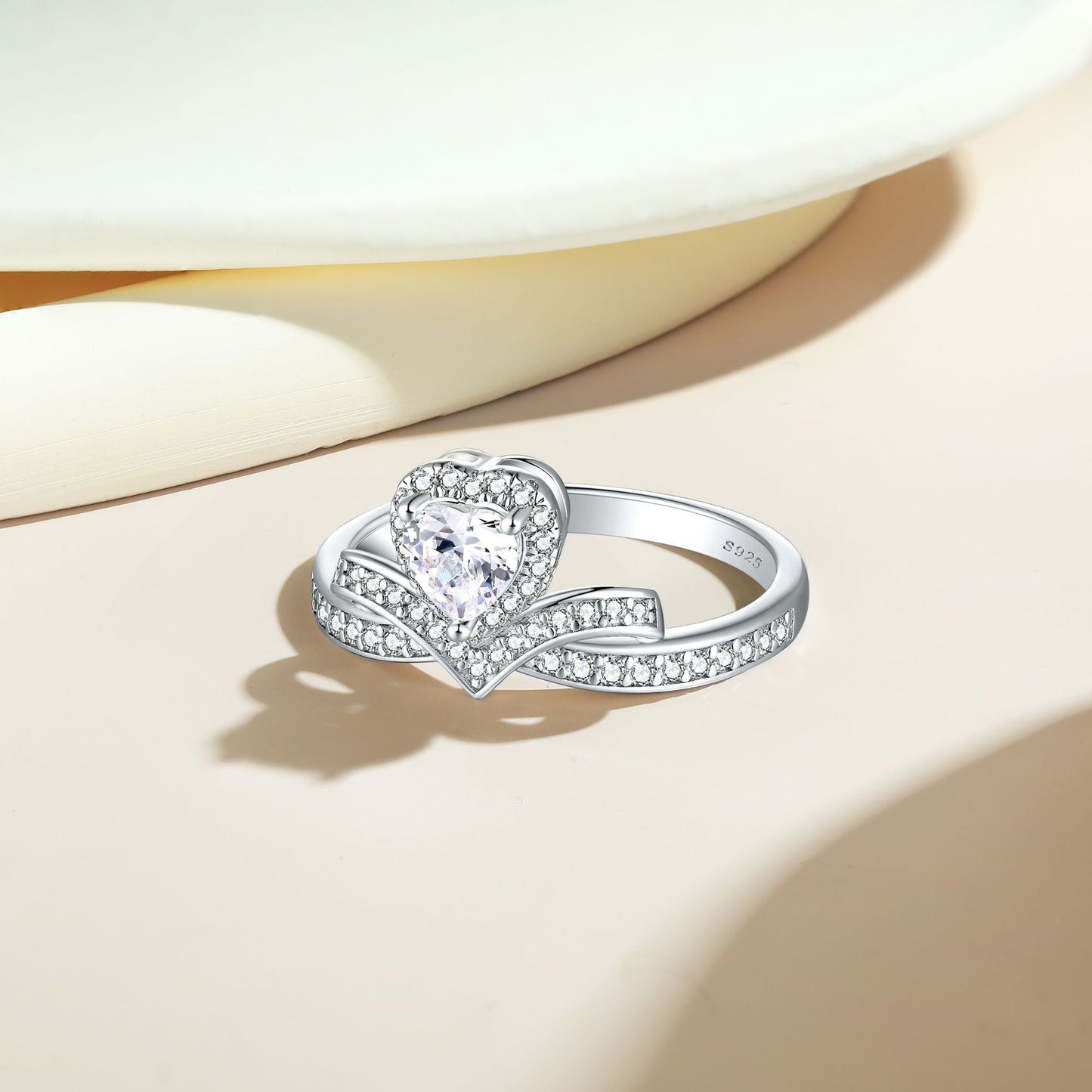 Planderful Sterling Silver Love Crown Ring For Women With Zircon Sparkle Premium Bridal Wedding Band