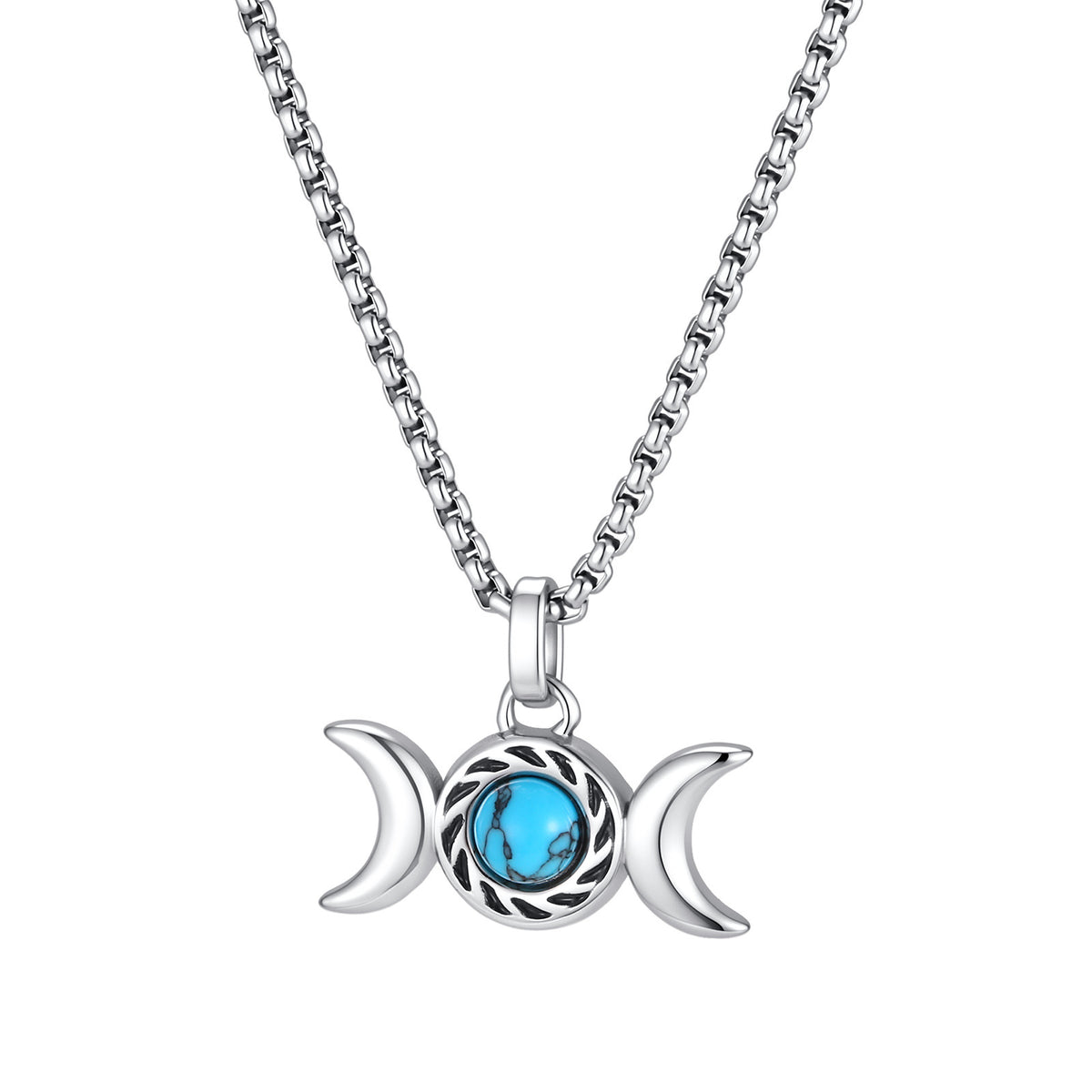 Double Moon Mysterious Wind Stainless Steel Necklace for Men