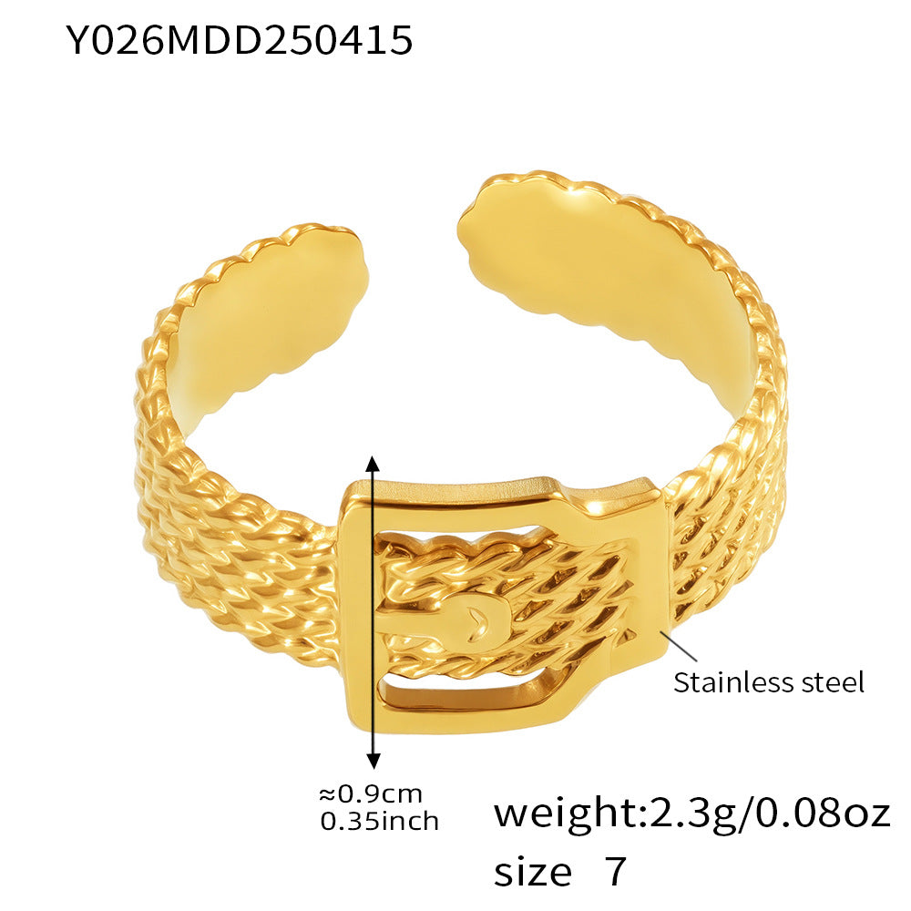 Planderful Geometric Opening Ring For Women Stainless Steel