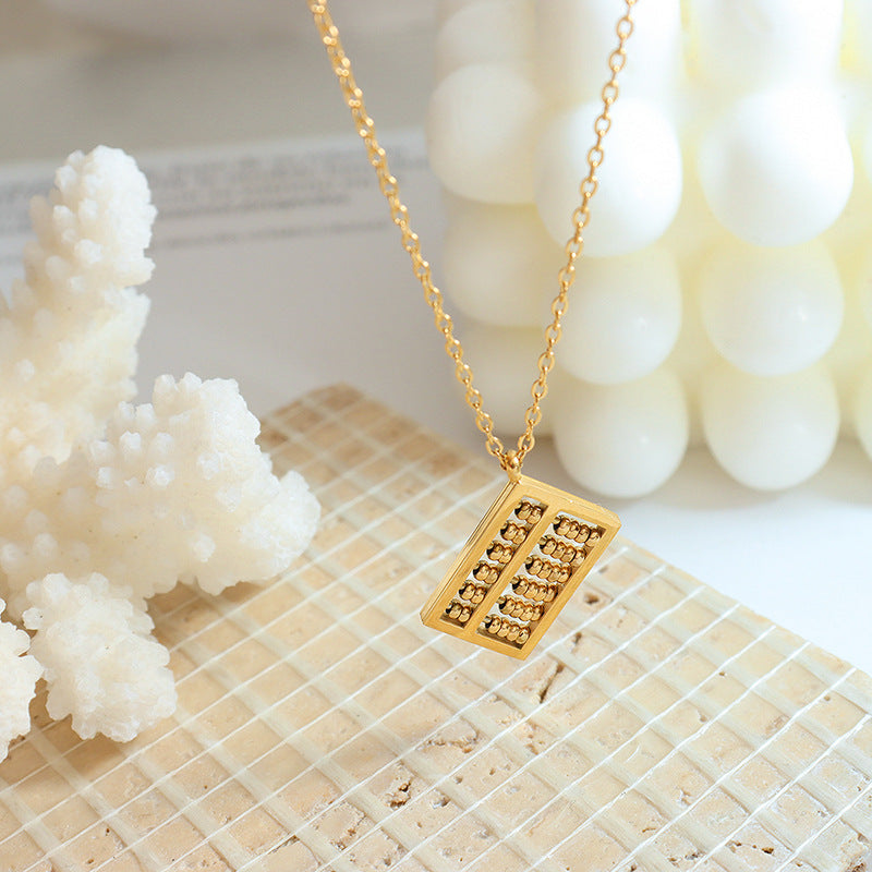 Medieval Inspired Personalized Abacus Pendant Necklace with Collarbone Chain