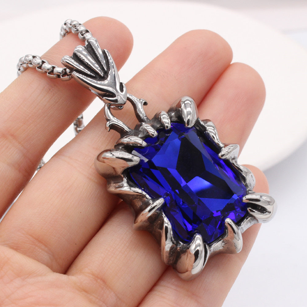 Planderful Rectangular Zircon Pendant Titanium Steel For Men And Women Unisex Protection Statement