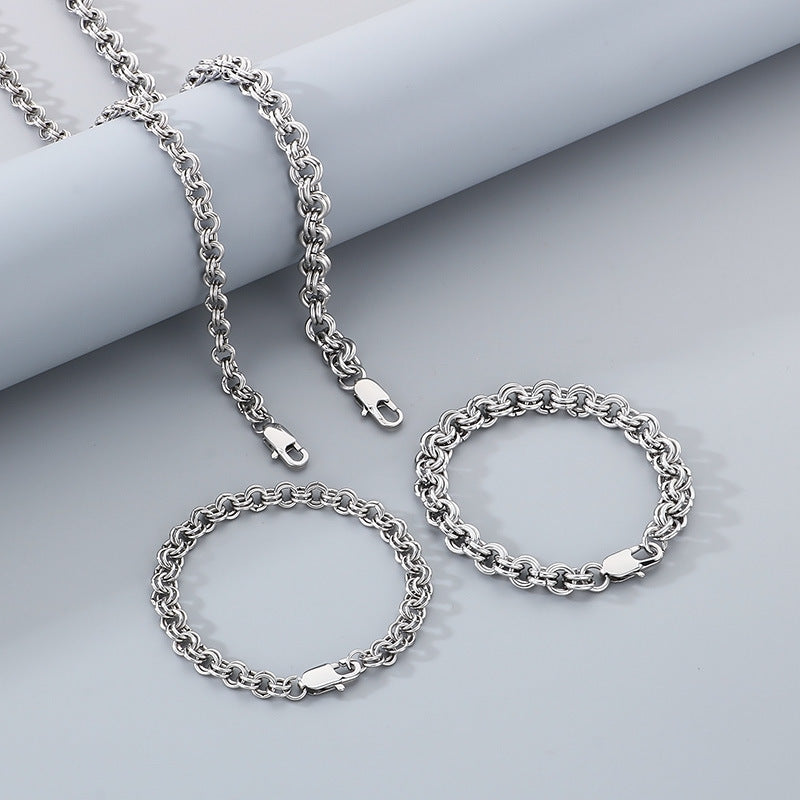 Stainless Steel Double Circle O Chain Bracelet Unisex