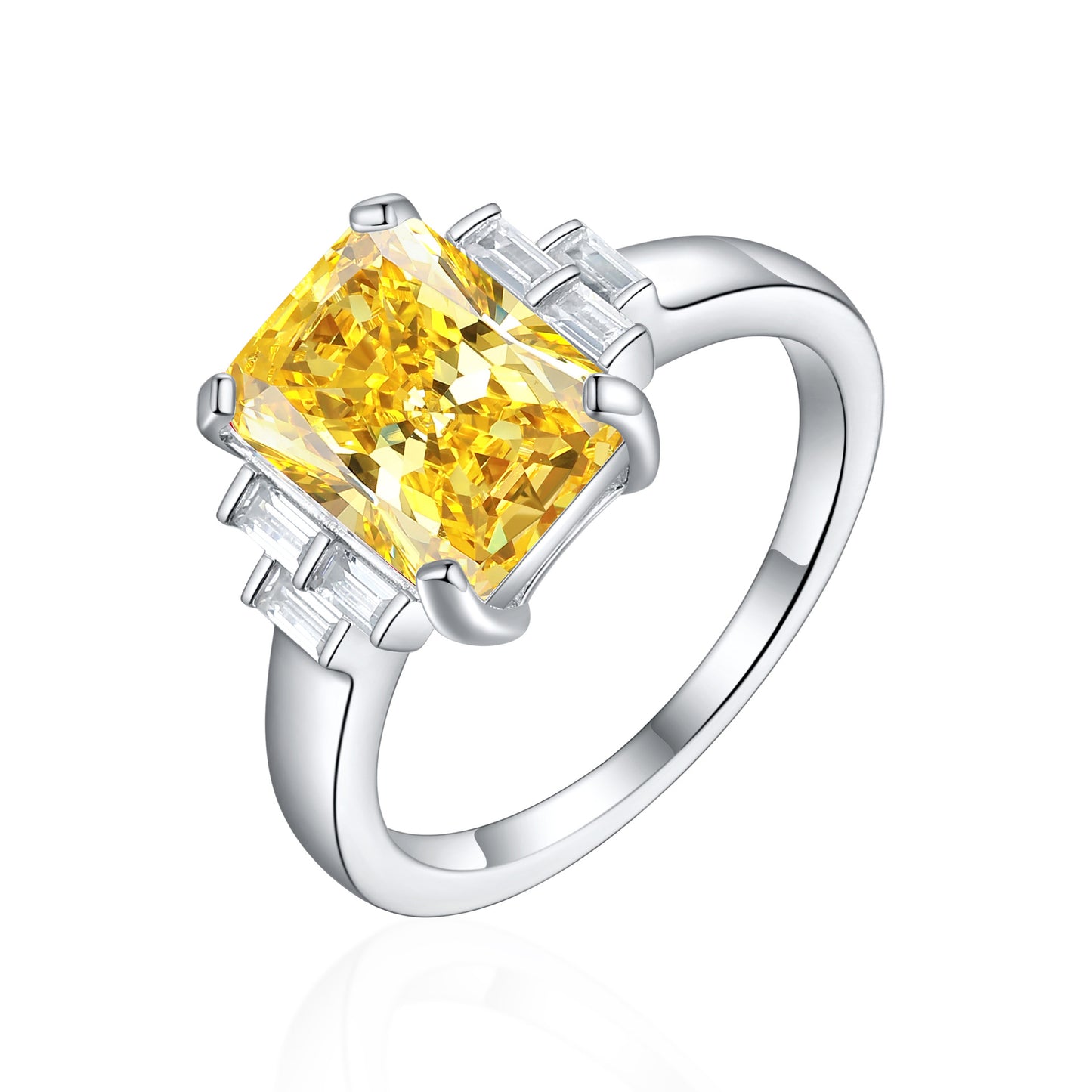 High-End 925 Sterling Silver Flame Ice Flower Cut Zircon Ring