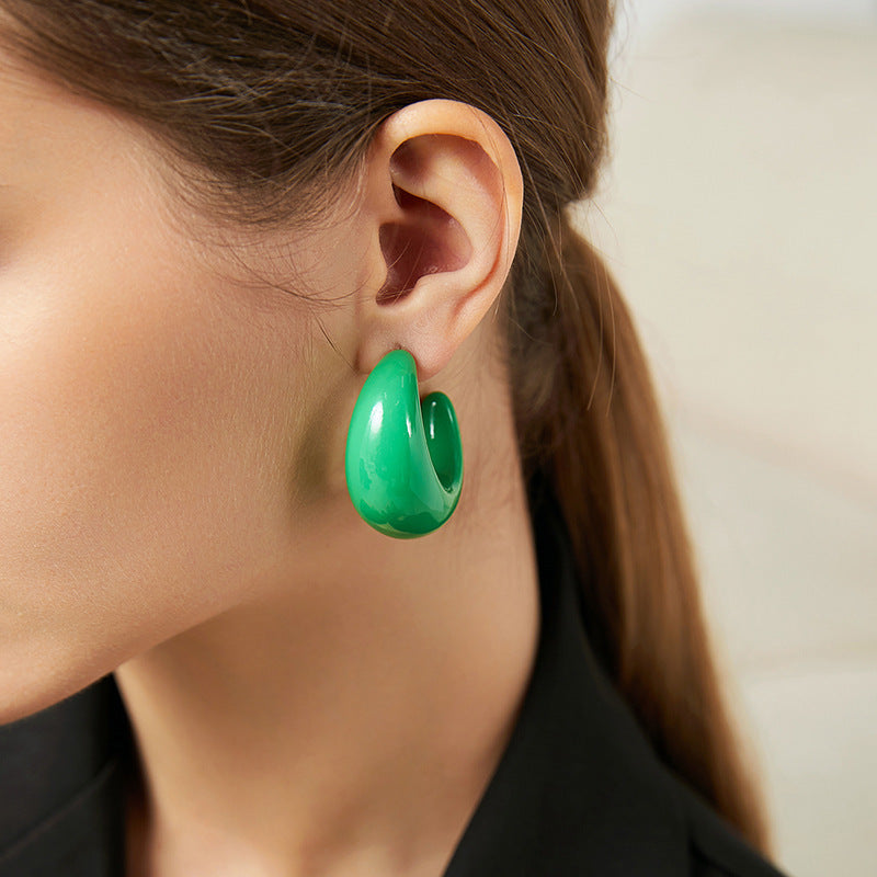 Exaggerated Geometric Earrings with Light Luxury Enamel - Vienna Verve Collection