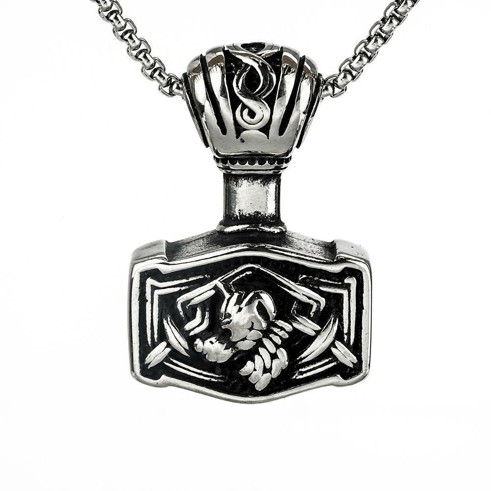 Vintage Men's Stainless Steel Pendant Viking Celtic Necklace