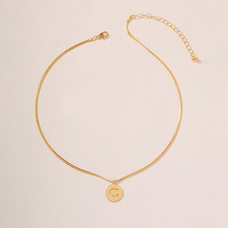 Chic Metal Chain Necklace with Hollow Letter Pendant