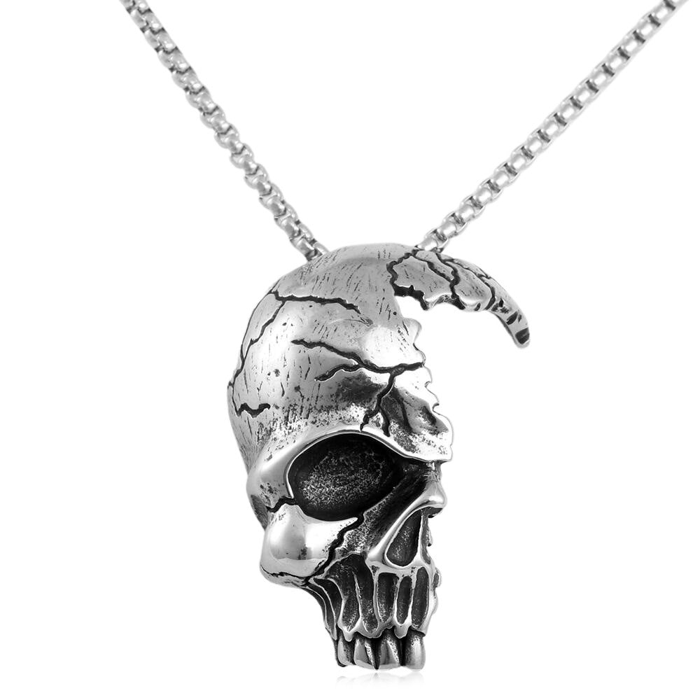 European And American Stainless Steel Skull Pendant Necklace