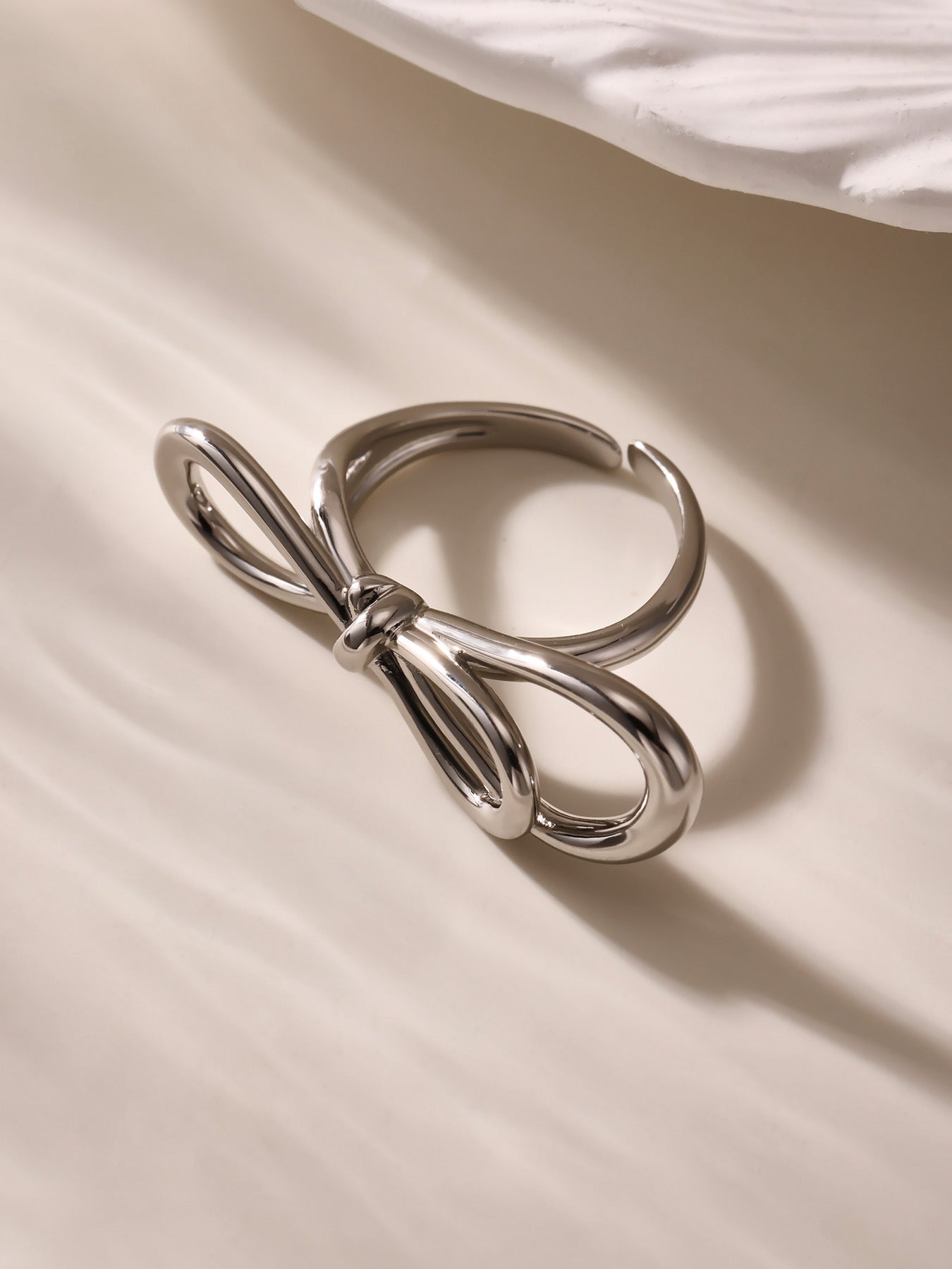 Planderful Bow Open Ring For Women Plated 18K Gold Copper