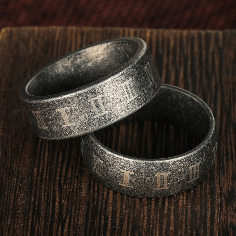 Planderful Everyday Genie Roman Numerals Ring Unisex Stainless Steel Durable Statement Jewelry