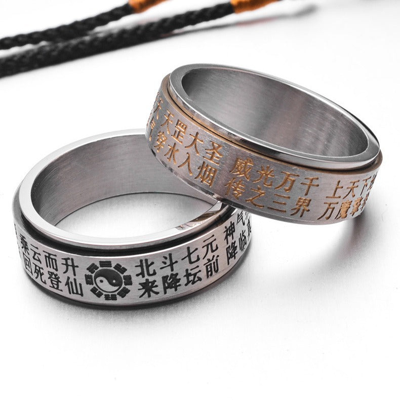 Taoist Beidou Deity Spinner Stainless Steel Ring