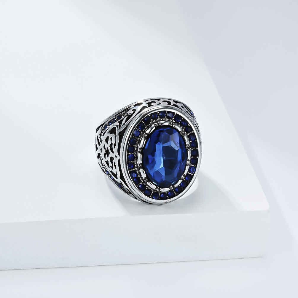 Planderful Everyday Genie Retro Zircon Ring For Men Unisex Stainless Steel Fashion Statement