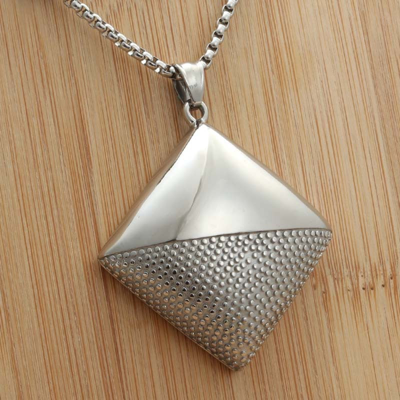 Titanium Steel Rhombus Pendant Necklace for Men - Punk Trendy Retro Design by Planderful