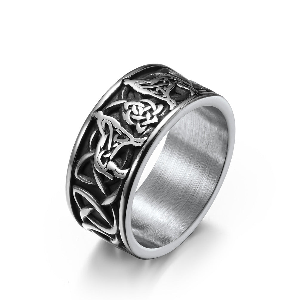 Amazon Nordic Viking Celtic Wolf Men's Stainless Steel Ring
