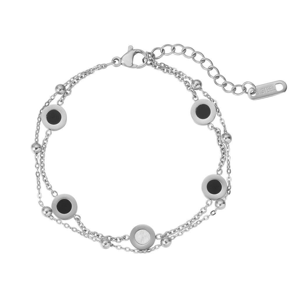 Planderful Double Layer Titanium Steel Bracelet For Women And Men Stylish Unisex Shell Design