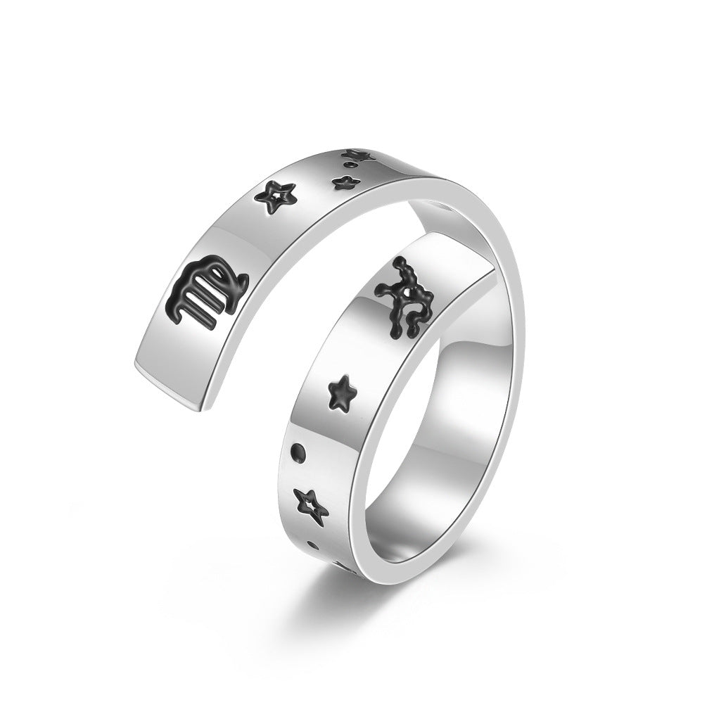 Neutral Cold Wind Twelve Constellations Adjustable Ring