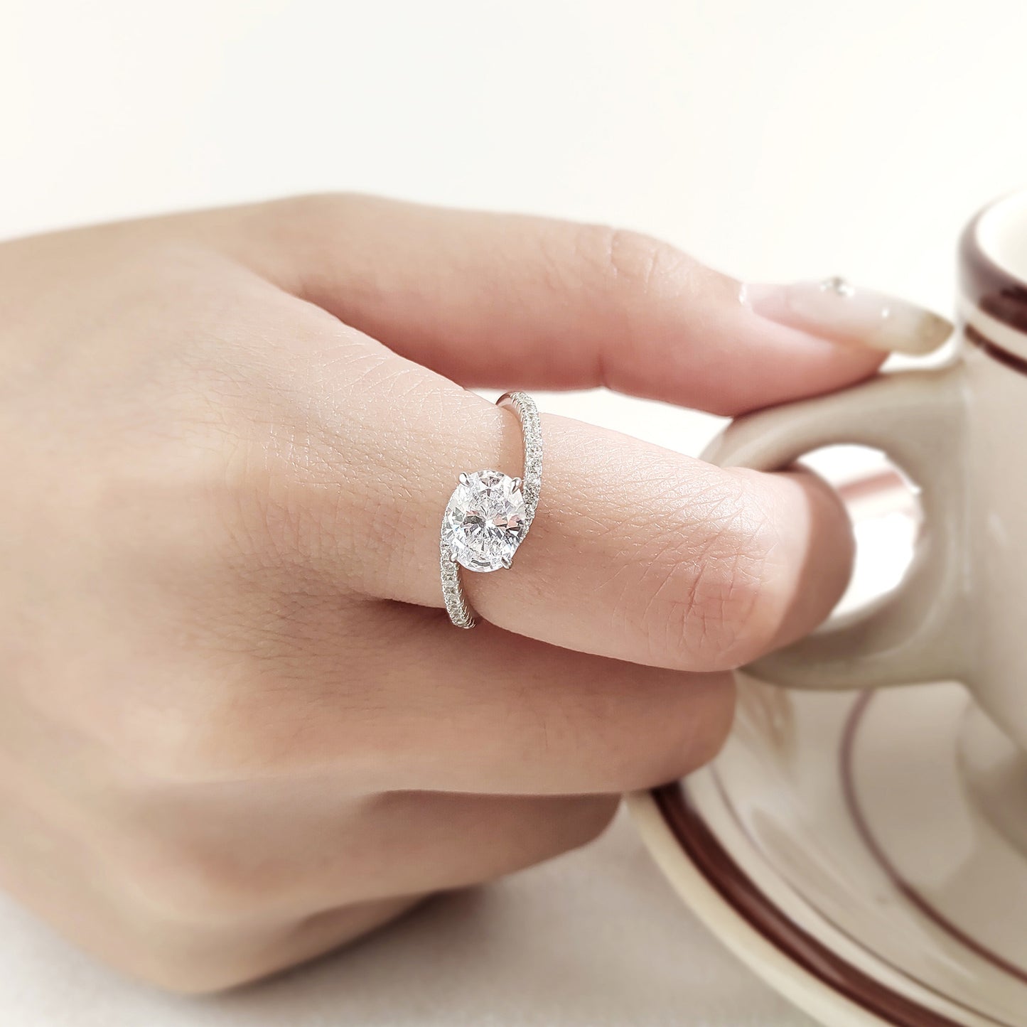 Planderful Sterling Silver Stacked Ring Set For Women With Twisted Arm And One And A Half Carat Zircon Sparkle