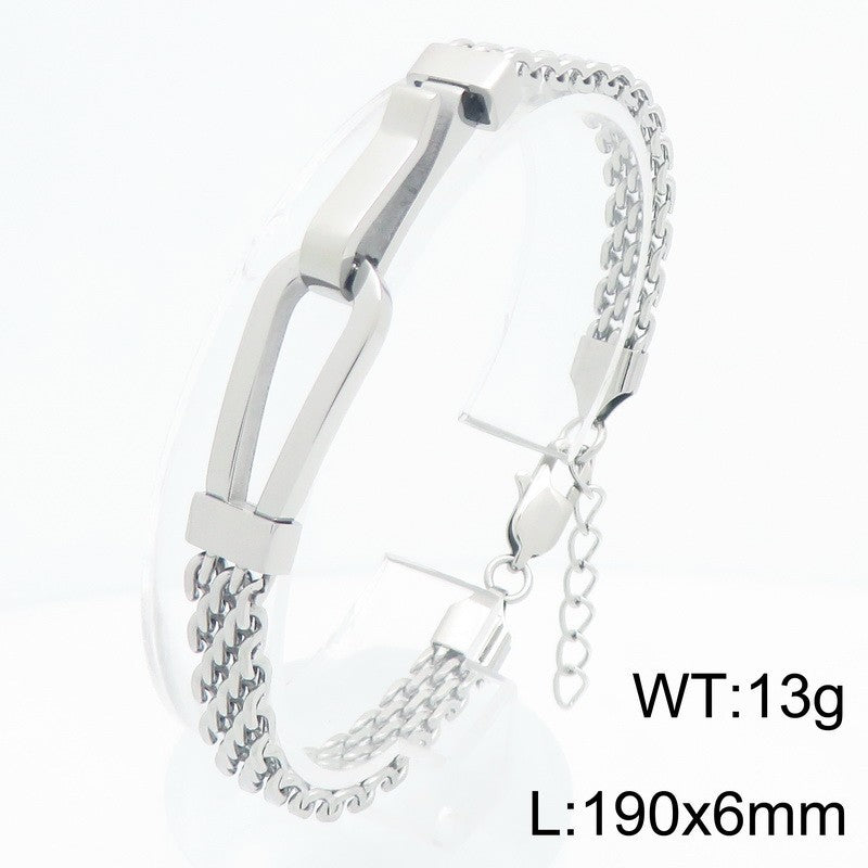 Hip-Hop Bracelet – Niche Design Horseshoe Curved Mesh Chain Stainless Steel Unisex
