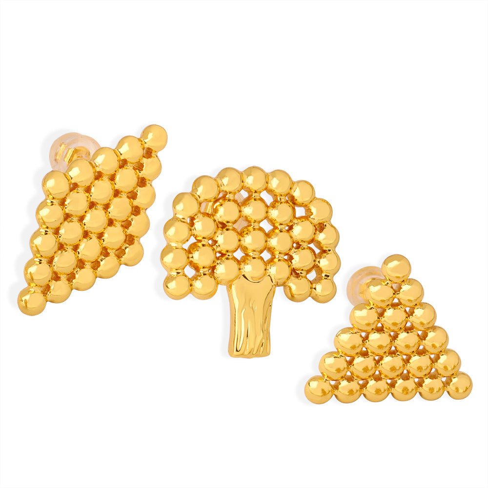 Golden Tree Geometric Earrings for Women from Planderful Collection