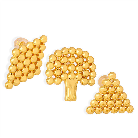 Golden Tree Geometric Earrings for Women from Planderful Collection