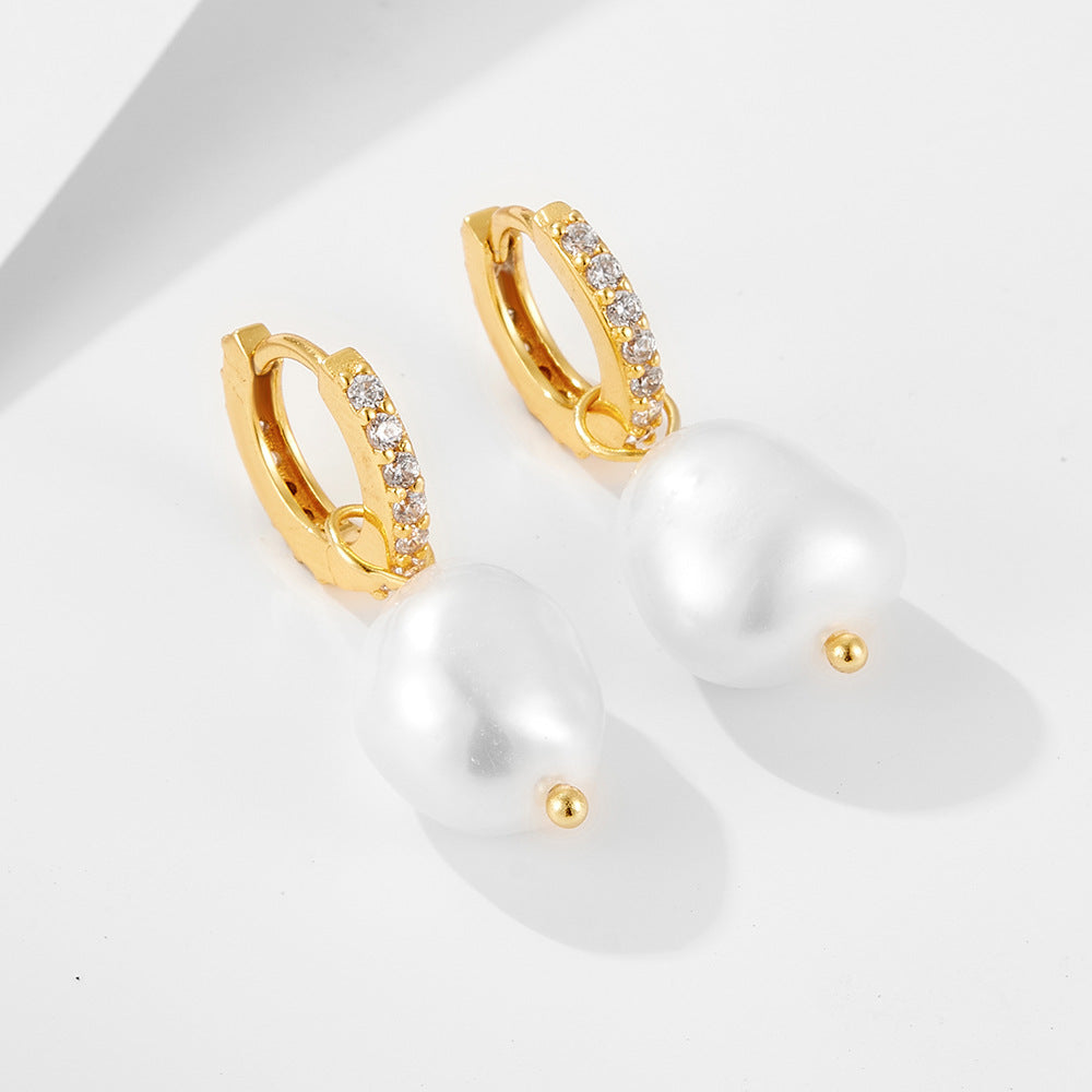 S925 Sterling Silver Freshwater Pearl Earrings Irregular Baroque Natural Pearl Ear Jewelry