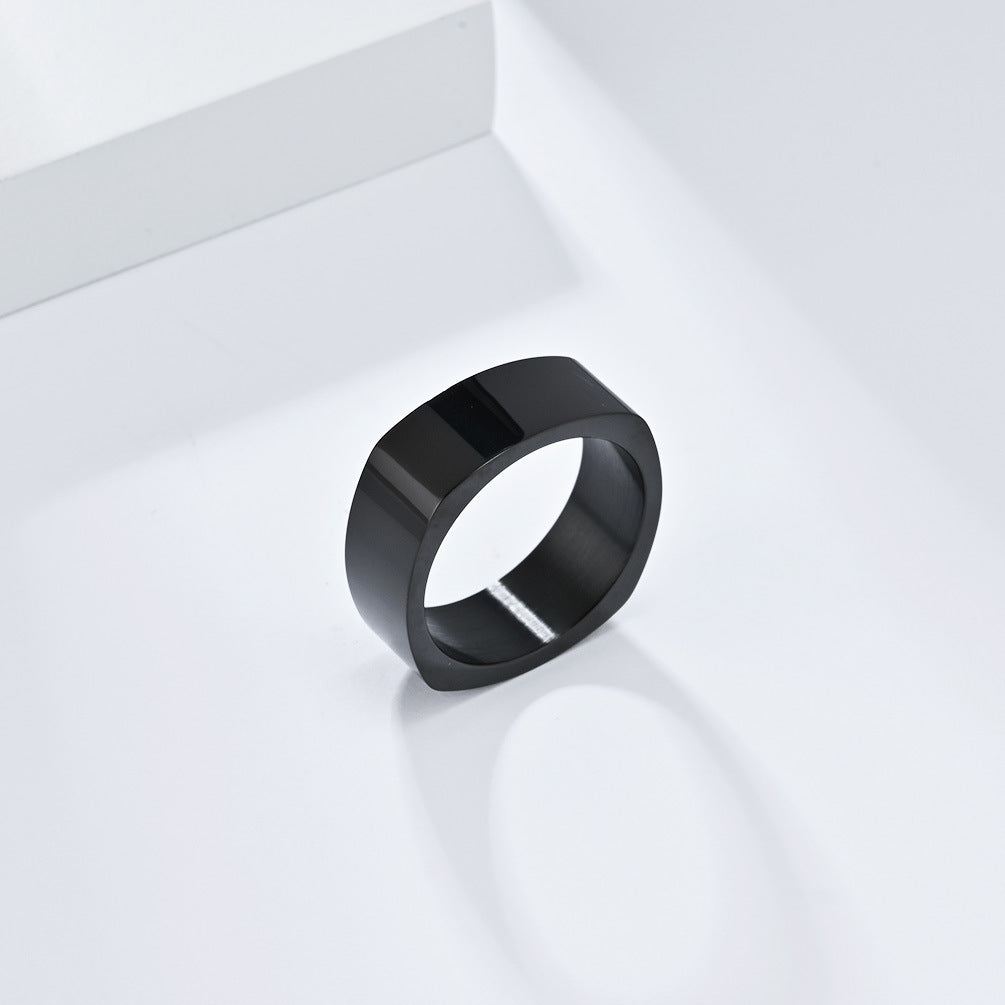 INS Neutral Simple Square Titanium Steel Ring for Men