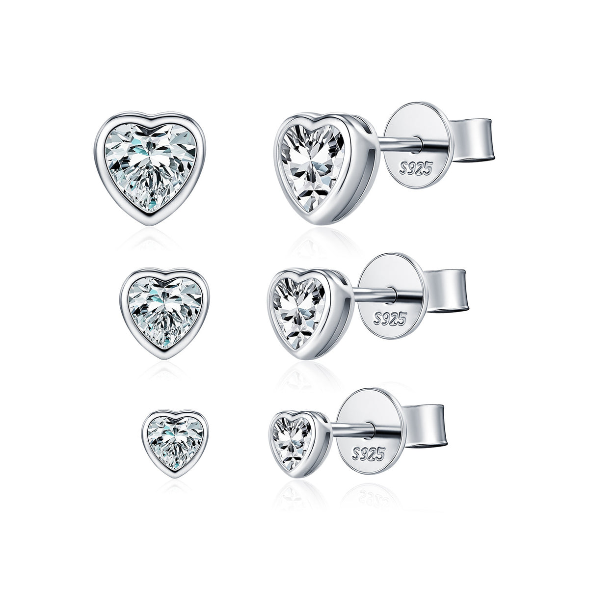 925 Sterling Silver Petite Heart Moissanite Earrings