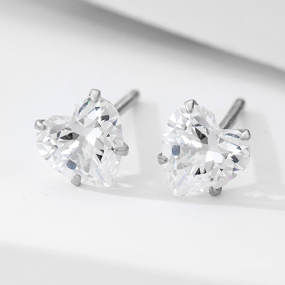 European and American Cross-Border 925 Sterling Silver Zircon Love Earrings