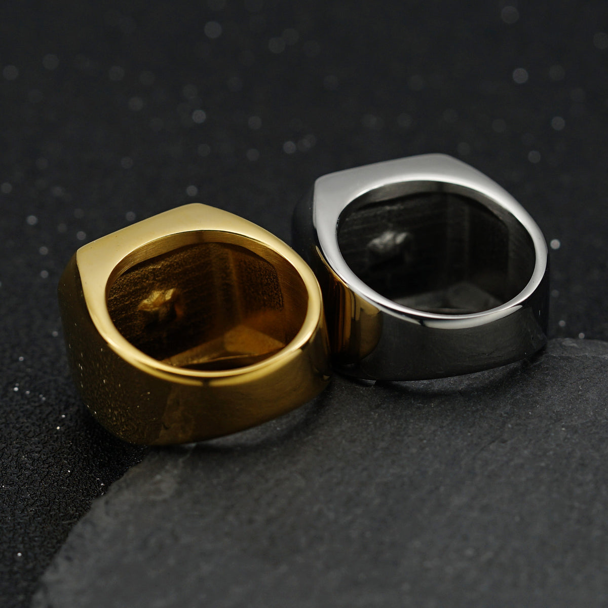 Planderful Personalized Men's Titanium Steel Ring With Zircon Inlay For Everyday Genie Style And Protection