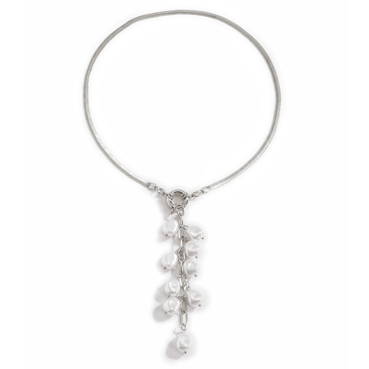Imitation Pearl Fringe Necklace For Women By Planderful Vienna Verve Retro Geometric Y Shape Statement Jewelry