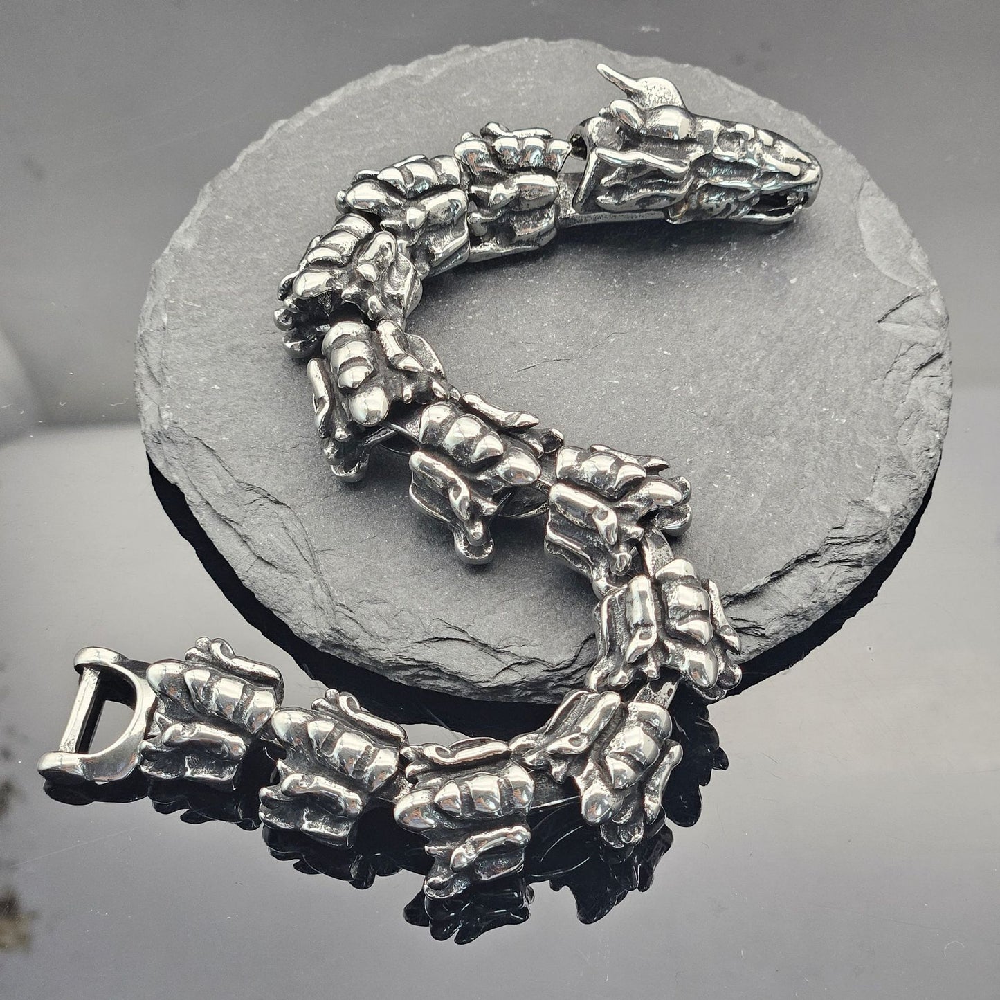 Planderful Dragon Scale Bracelet Unisex Domineering Titanium Steel Keel Chain Retro Punk Jewelry Protection
