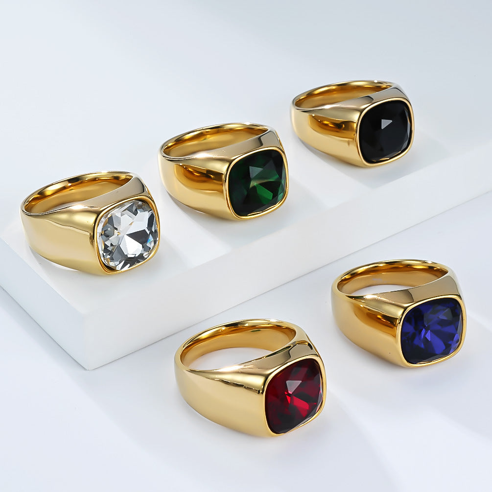Planderful Stainless Steel Zircon Ring Unisex Bold Statement For Men Women Everyday Genie Collection
