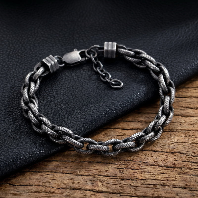 With Extension Chain Bracelet – Beating Pattern Handmade Twist Chain Men's Stainless