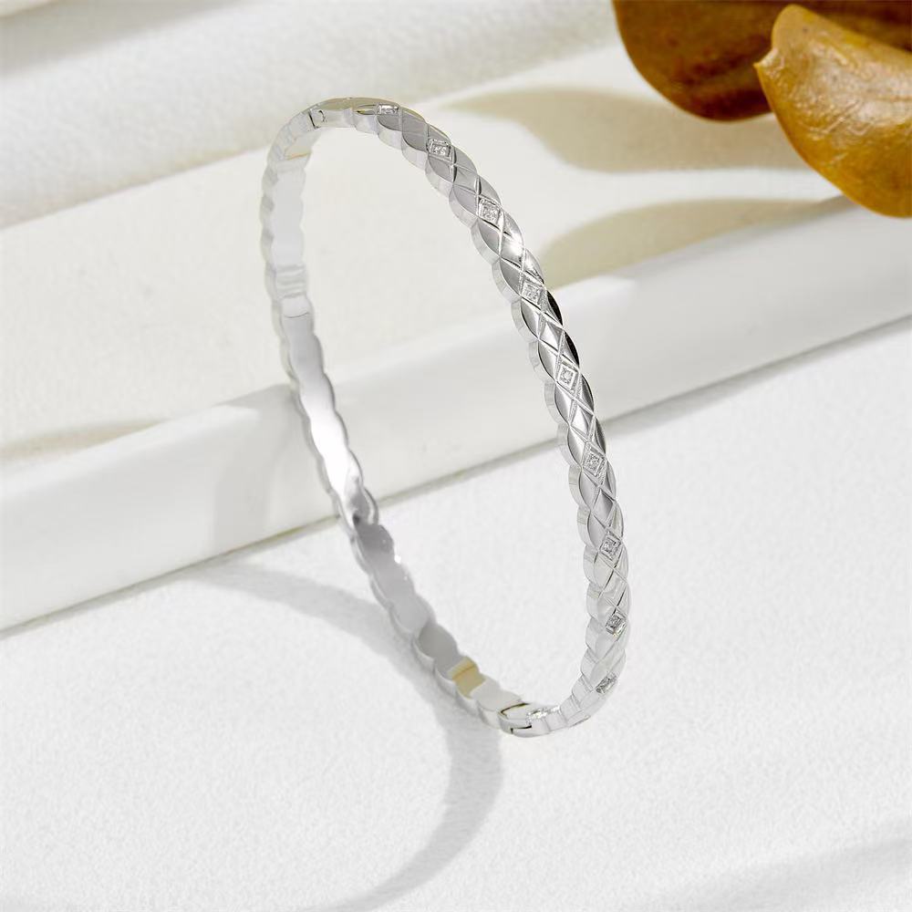 Planderful Jewelry Stainless Steel Zircon Six-Pointed Star Buckle Bracelet For Women