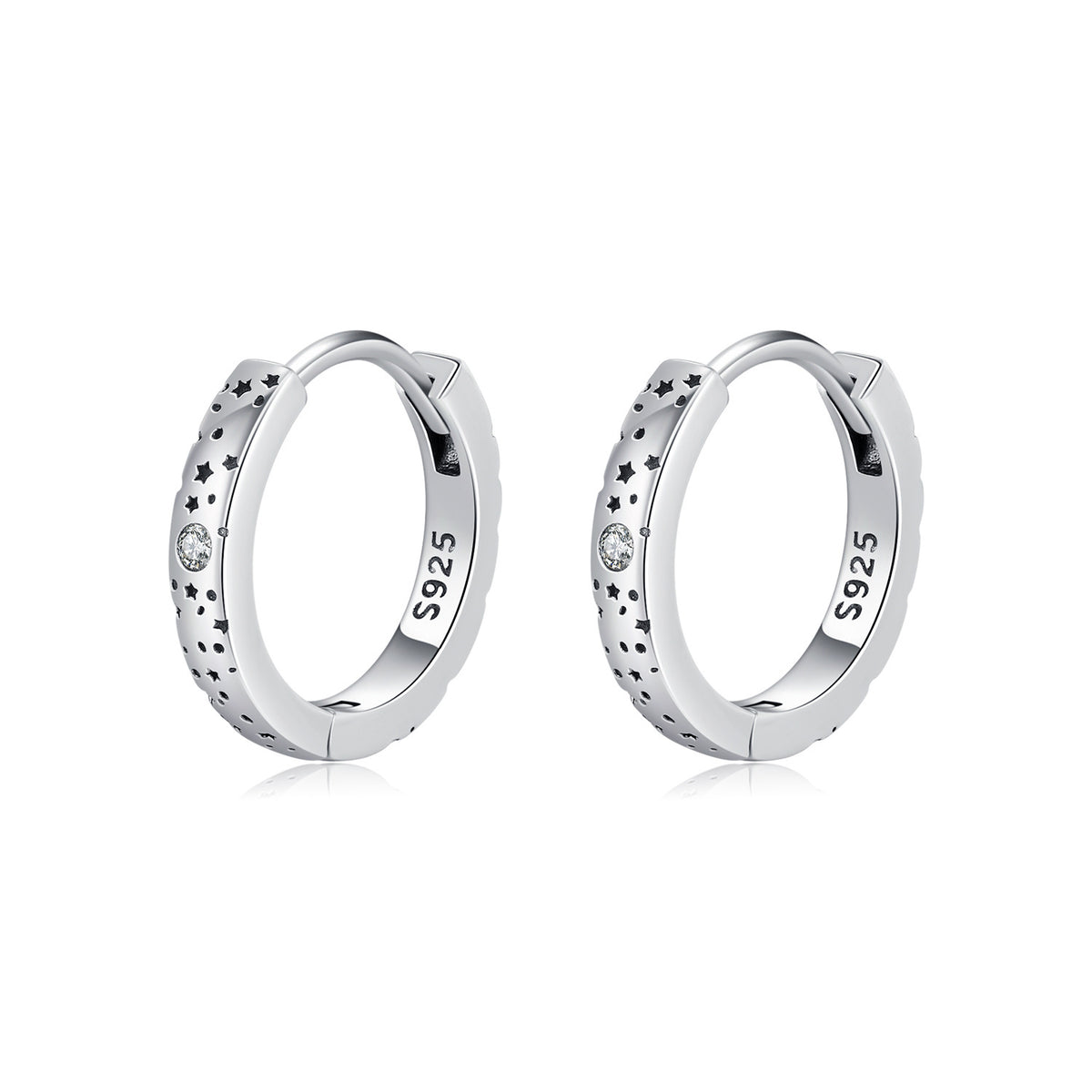 925 Sterling Silver Star Geometric Round Moissanite Earrings