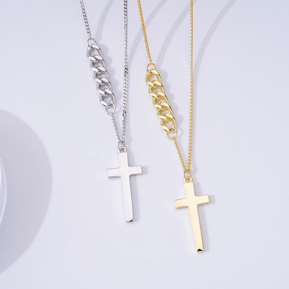 Vintage Trend Royal Sister Style Hip Hop Cross Necklace 925 Silver
